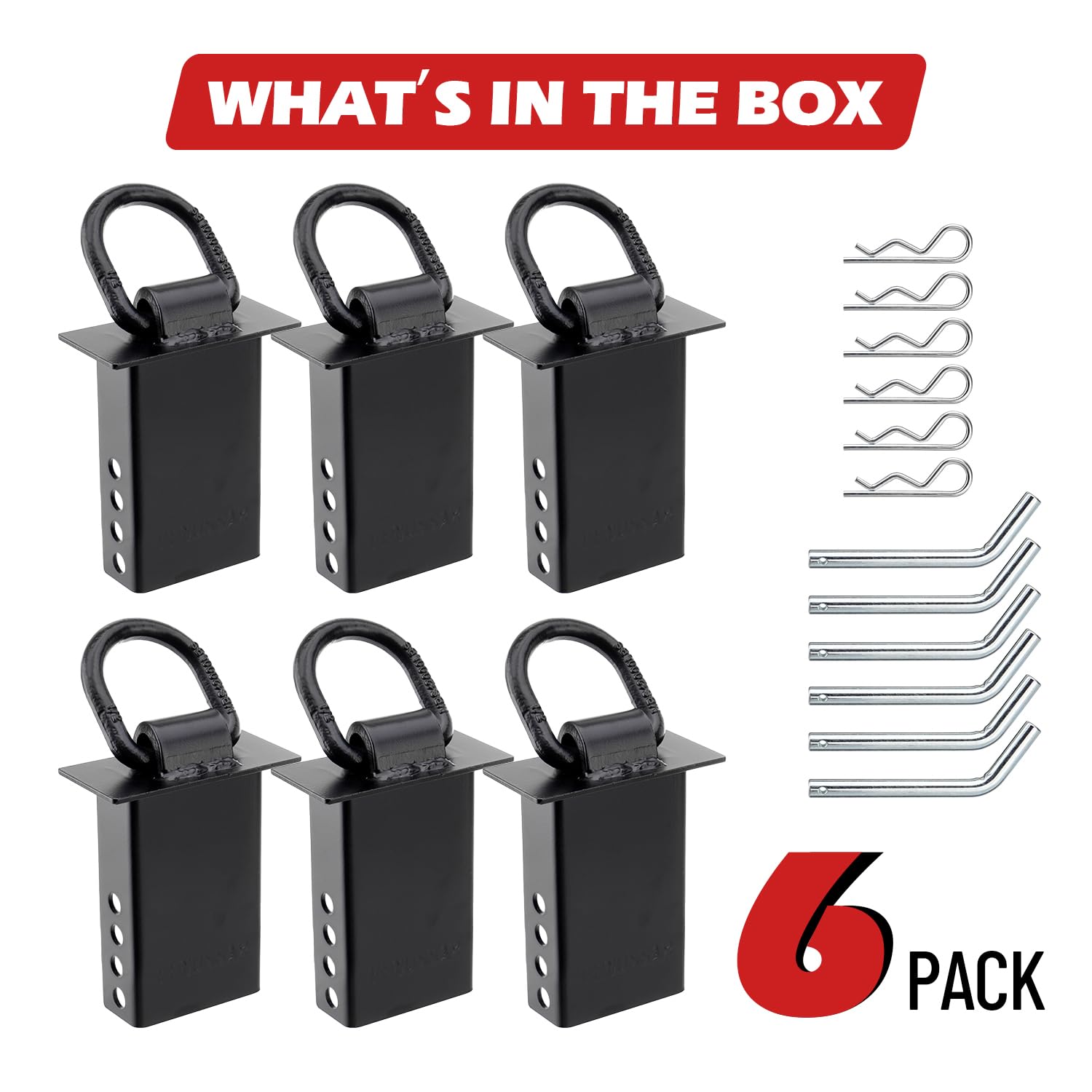 Confezione da 6 anelli a D per rimorchi da 7,348 kg, per camion e rimorchi con tasche standard da 5,1 x 10,2 cm