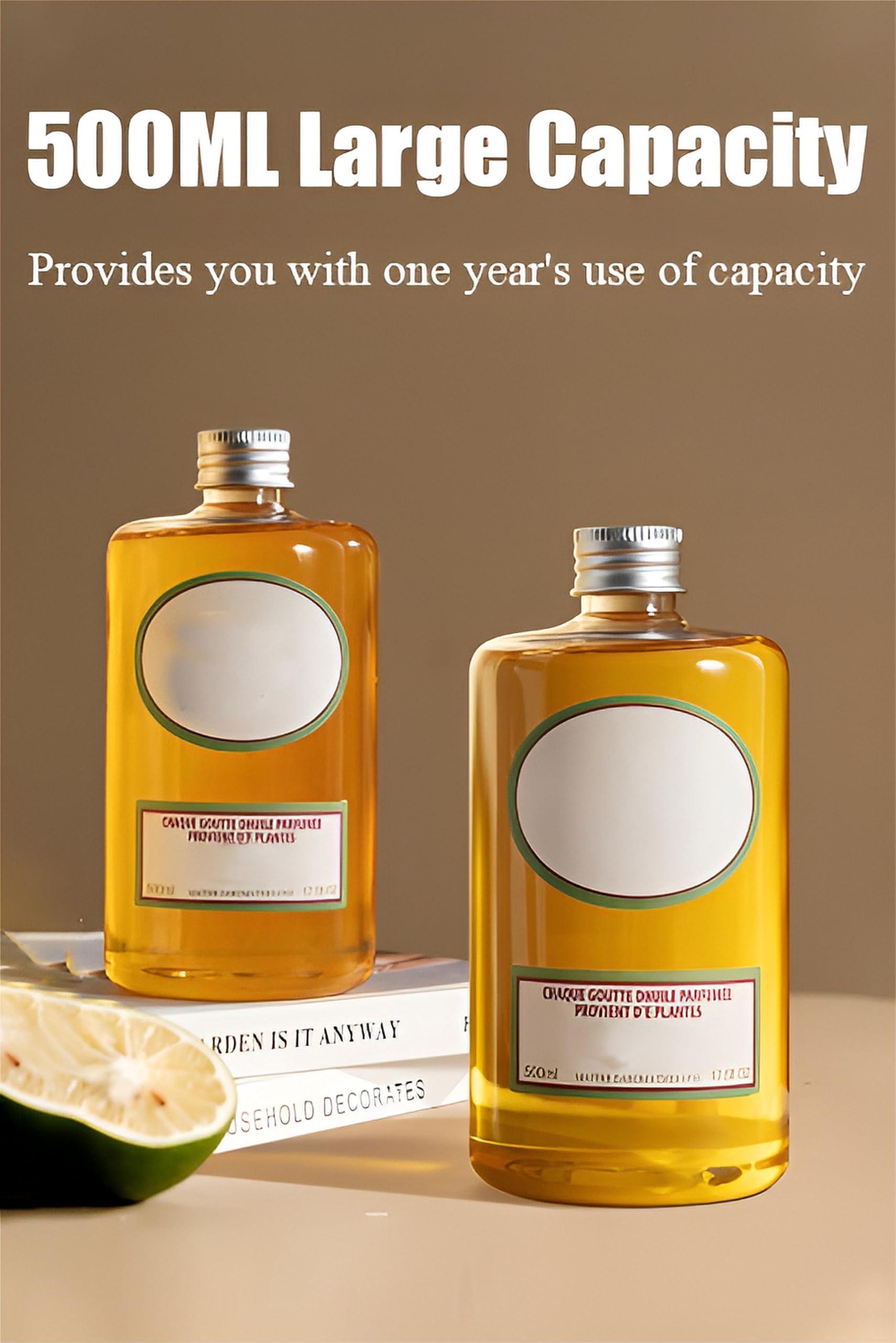 Aceite difusor de Hotel Collection, 500 ml (16,9 oz), aceites Esenciales para aromaterapia, Aceite aromático de Larga duración con 5 Varillas de caña, Ideal para ambientadores(RISCALTON)