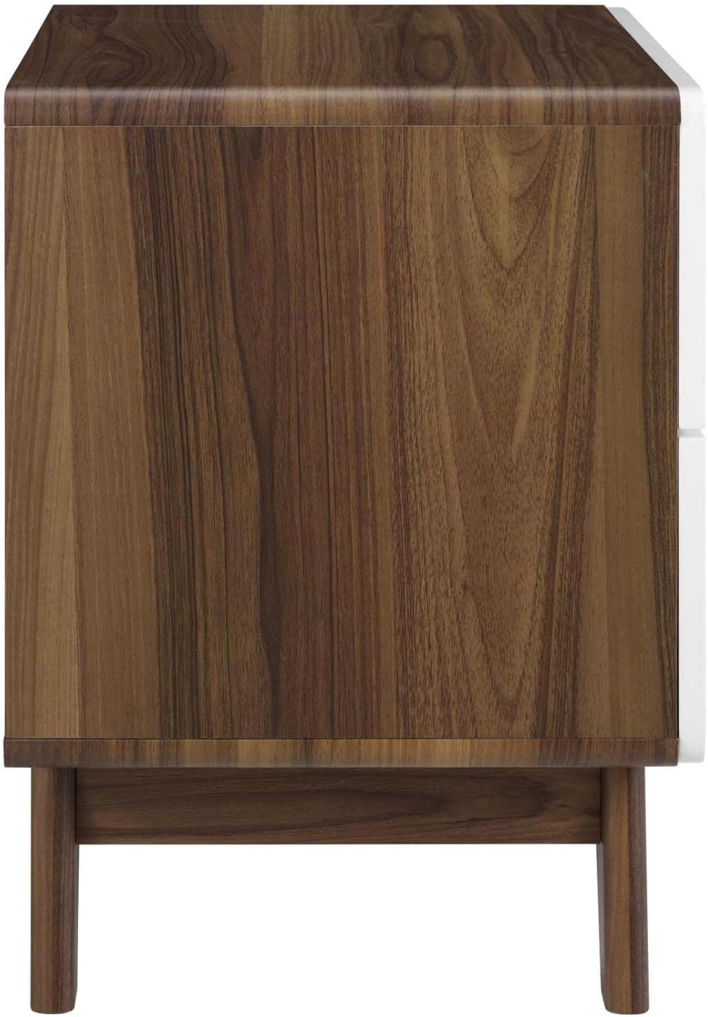 Modway Origin Contemporary Mid-Century Modern 2-Drawer Bedroom Nightstand in Walnut White