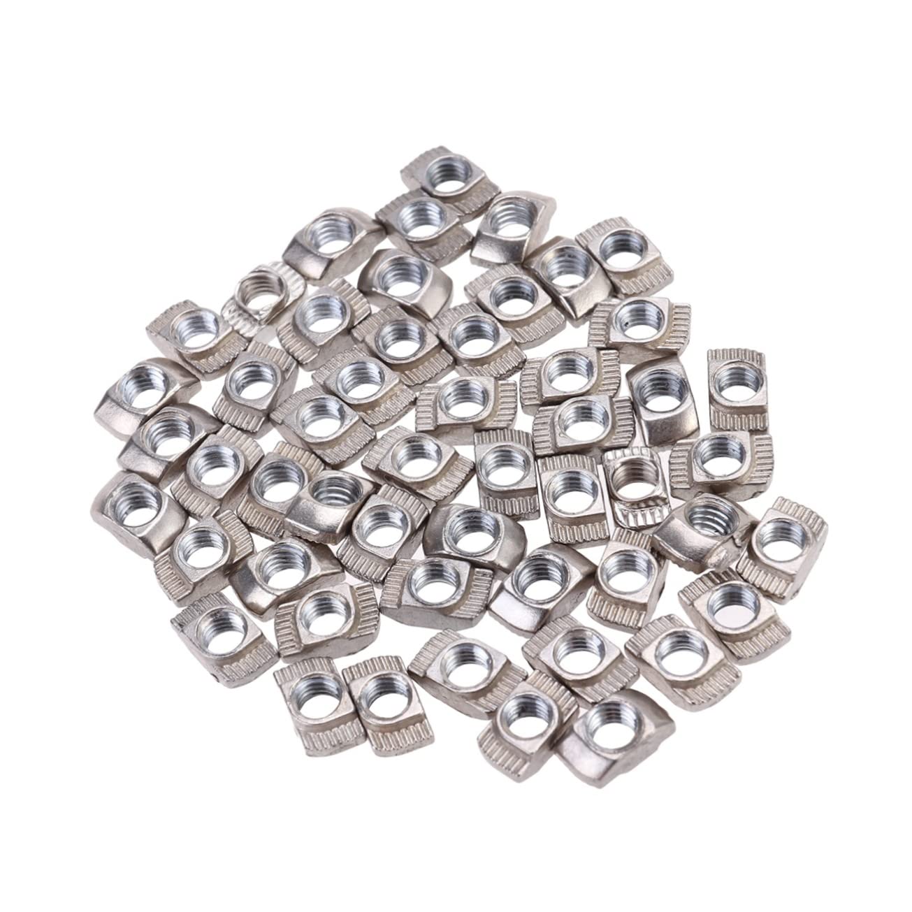 Unomor 50pcs Nickel Plated Aluminum Profile Nuts M5 T-nut 10x6mm for European Aluminum Extrusions