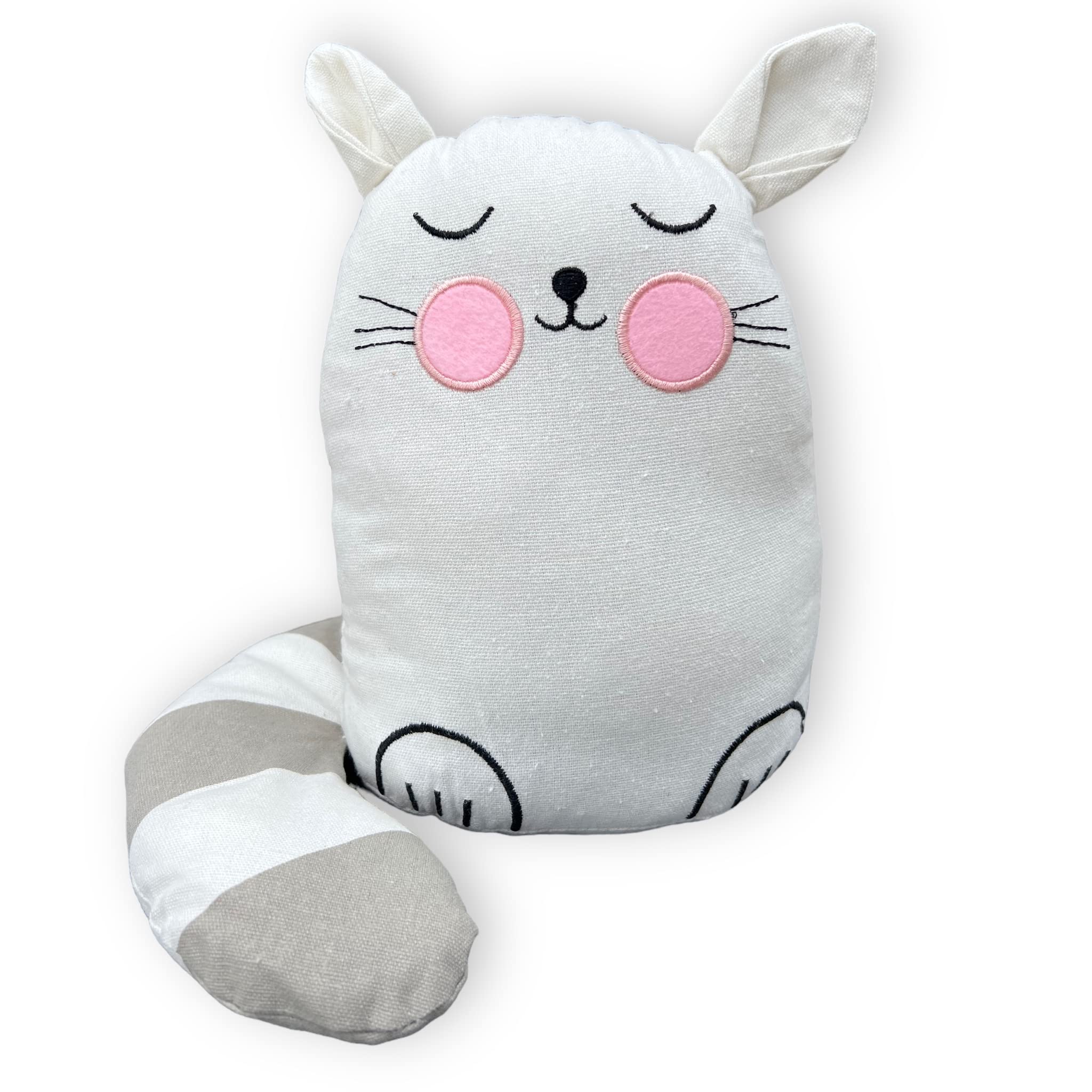 MIJOMA Door Stop Door Buffer Made of Fabric Plush, 1 kg Heavy Filled, Funny Eye-catching Design for Stylish Decoration (Comic Cat - White)