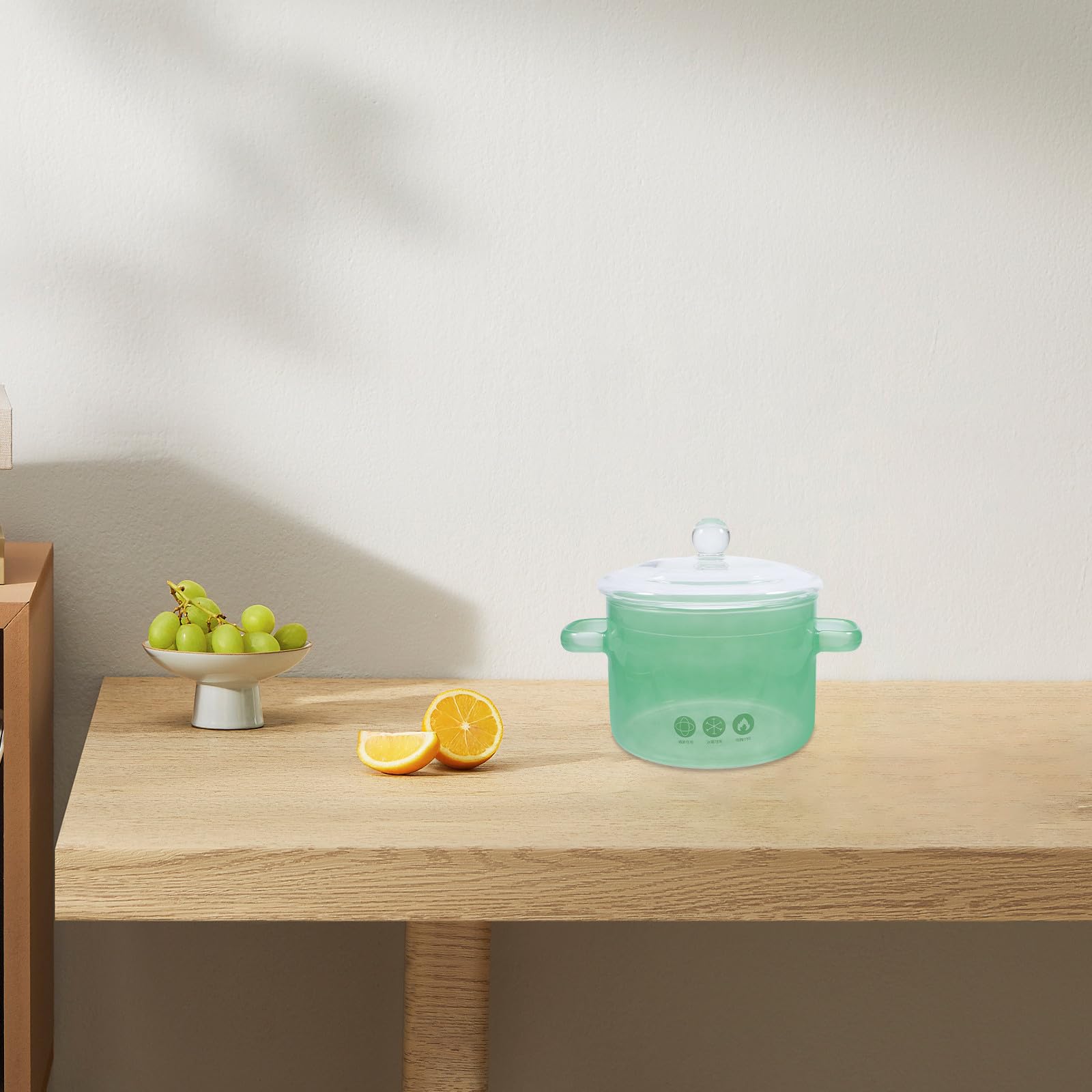 Olla de Vidrio para Pasta de 1500ml con Doble Asa Verde