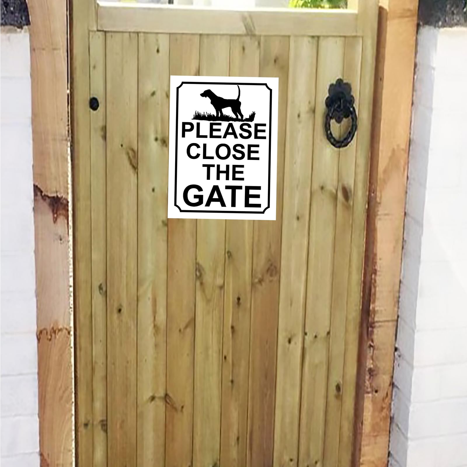 PLEASE CLOSE THE GATE METAL SIGN DOG THEME 200MM X 150MM (13H1) (10" x 8" (267mm x 200mm)), Red & Black - Image 2