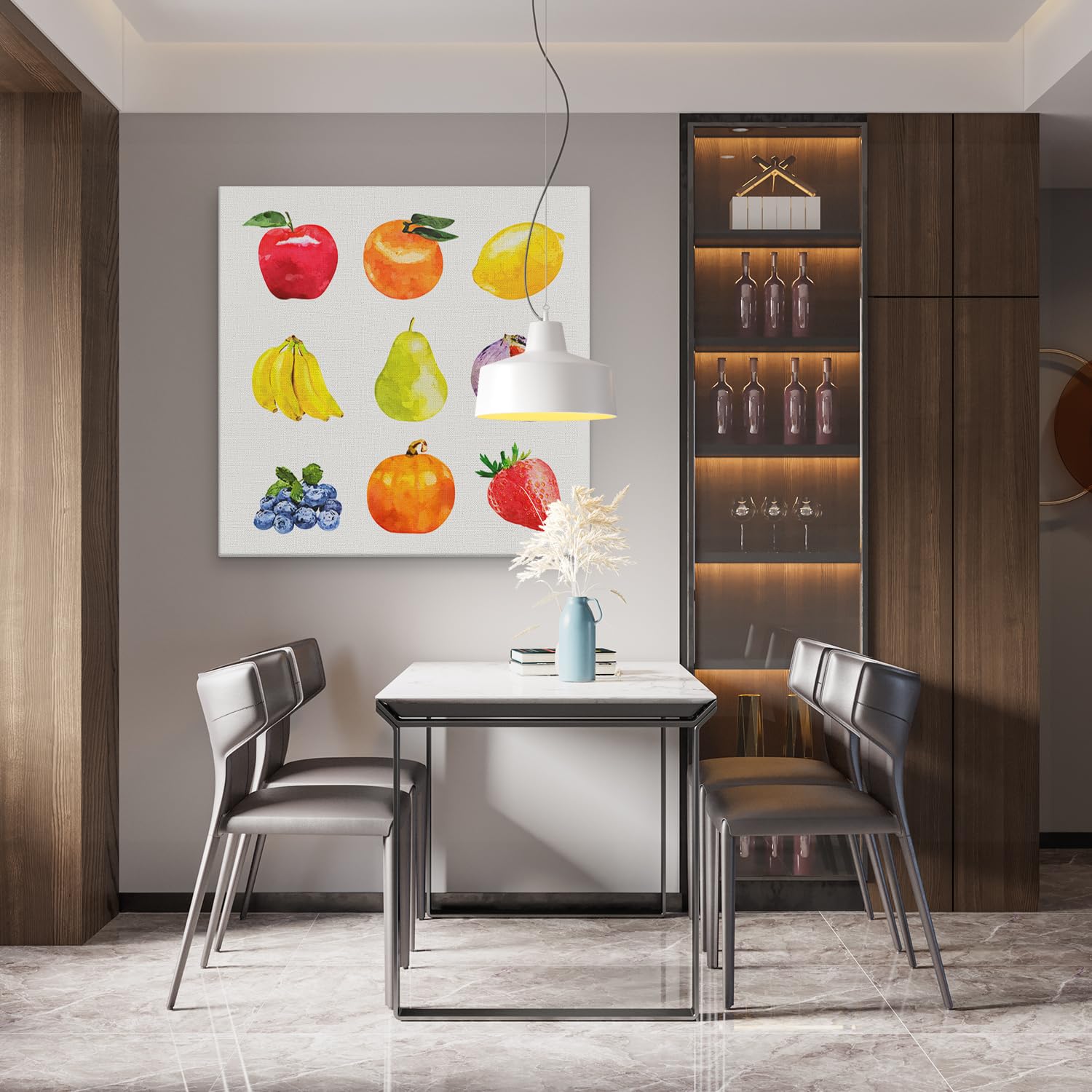 Artaza Cuadros Decoración Salón Modernos Frutas - 90x90 cm - Grande - Cuadros Decorativos Cocina - Decoración Pared Hogar - Lienzos Acuarela Cocina