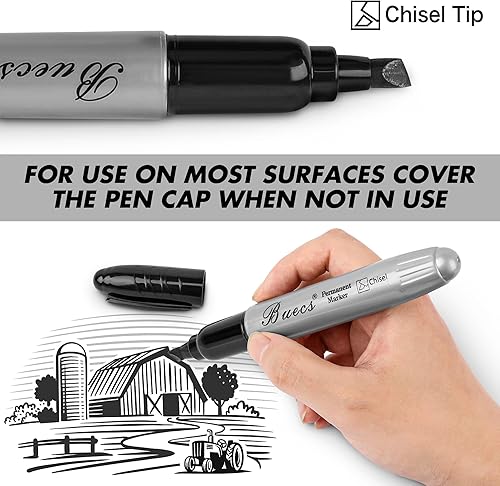 Miniatura 3 de Marcadores permanentes de tamaño King, 40 unidades de marcadores permanentes gigantes negros, punta de cincel, marcadores impermeables y a prueba de