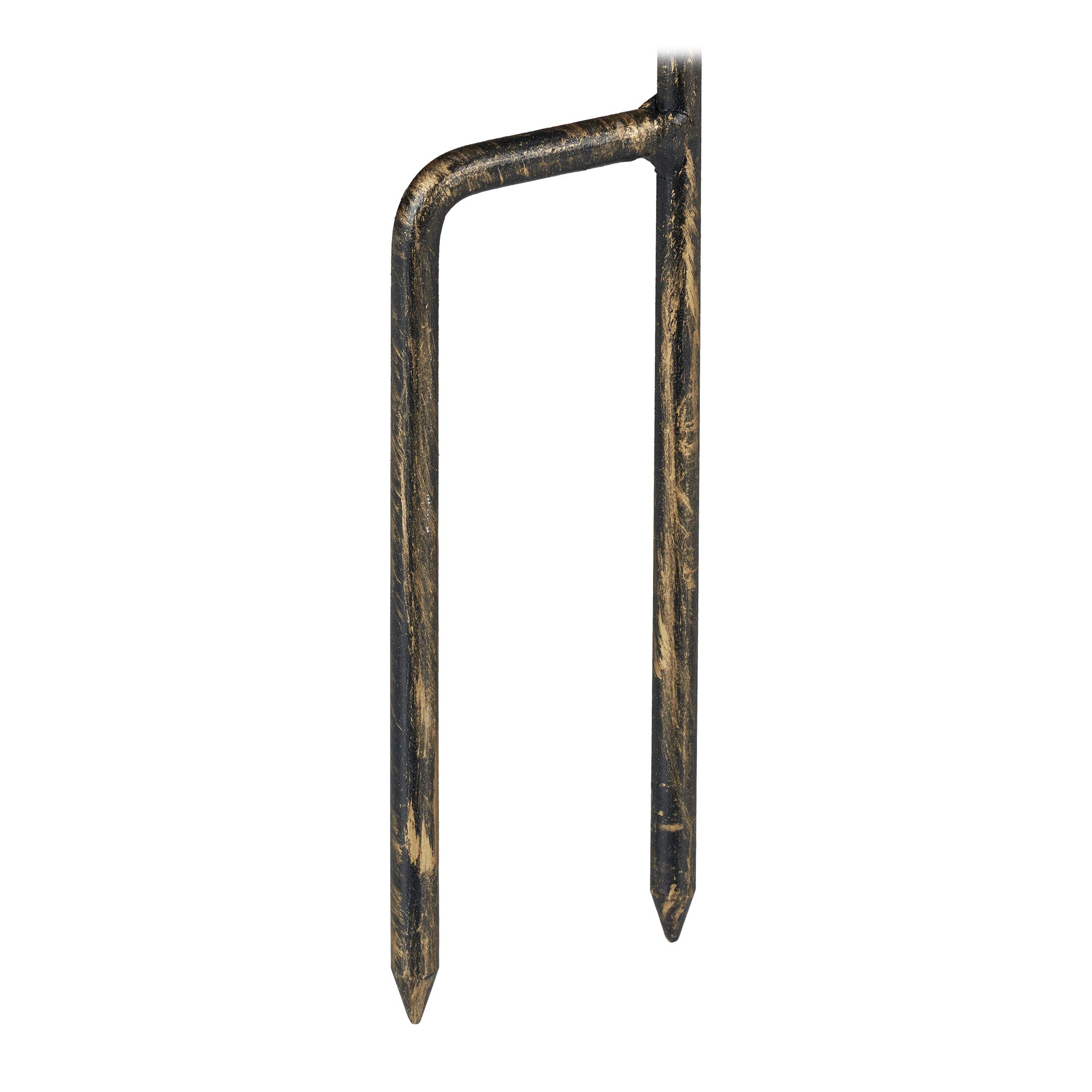 relaxdays Abreuvoir pour Oiseaux en Fonte, avec pic de Terre,Décoration pour Jardin, Mangeoires, 1 m de Hauteur, Bronze