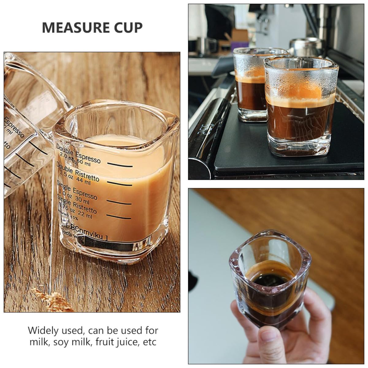 UKCOCO 6 Stück Espressotassen aus Borosilikatglas 60 Ml mit Skala Messbecher für Kaffee Tee Milch Kreatives Messwerkzeug für Zuhause und Schule