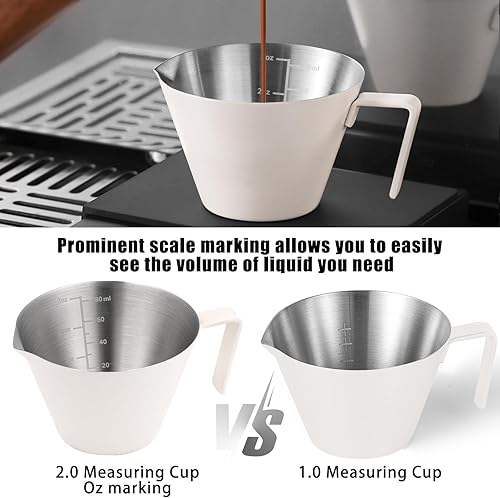 Miniatura 5 de MHW-3BOMBER Taza medidora de café expreso, taza de café expreso, taza de acero inoxidable de 2 onzas para salsa de tomate, salsa de bistec, postres,