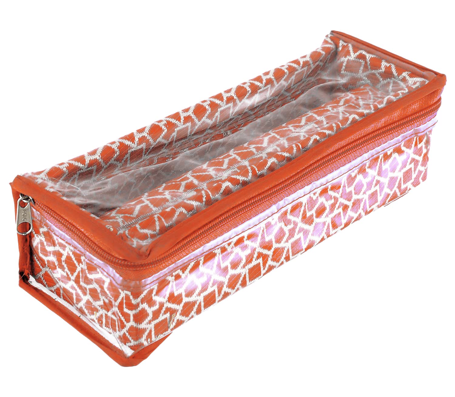 Kuber Industries Multi Square Design Laminated 1 Rod Box, Organizer For Bangle, Watches, Bracelets, Jewellery With Tranasparent Top (Orange)-47KM0314