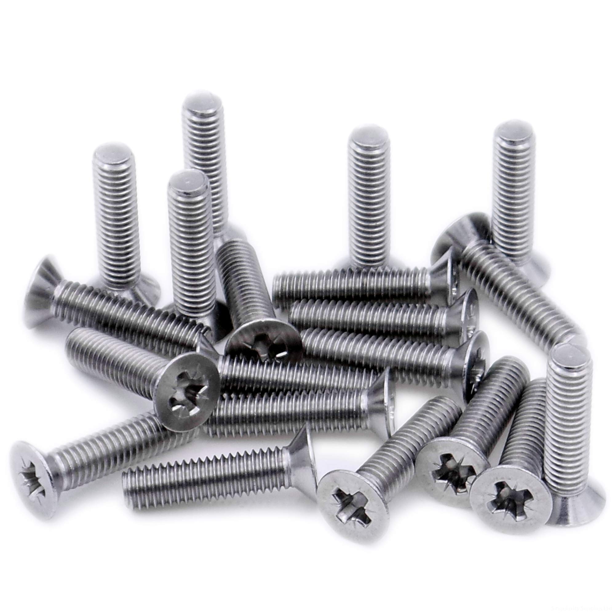 Singularity Supplies Silver/Metallic M6 (6Mm X 60Mm) Pozi Countersunk Machine Screw (Bolt) - Stainless Steel (A2) (Pack Of 10)
