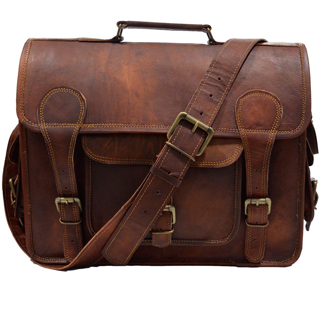 DSLR Cámara Vintage hecho a mano bolso de cuero genuino Maletín Bolso para hombre de la cámara del ordenador portátil
