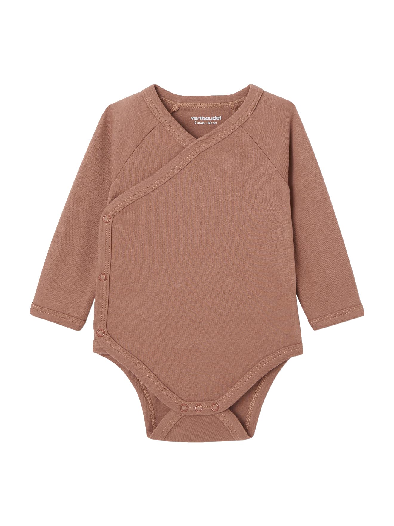 VERTBAUDET Lot de 7 bodies en coton Bio manches longues ouverture naissance BASICS