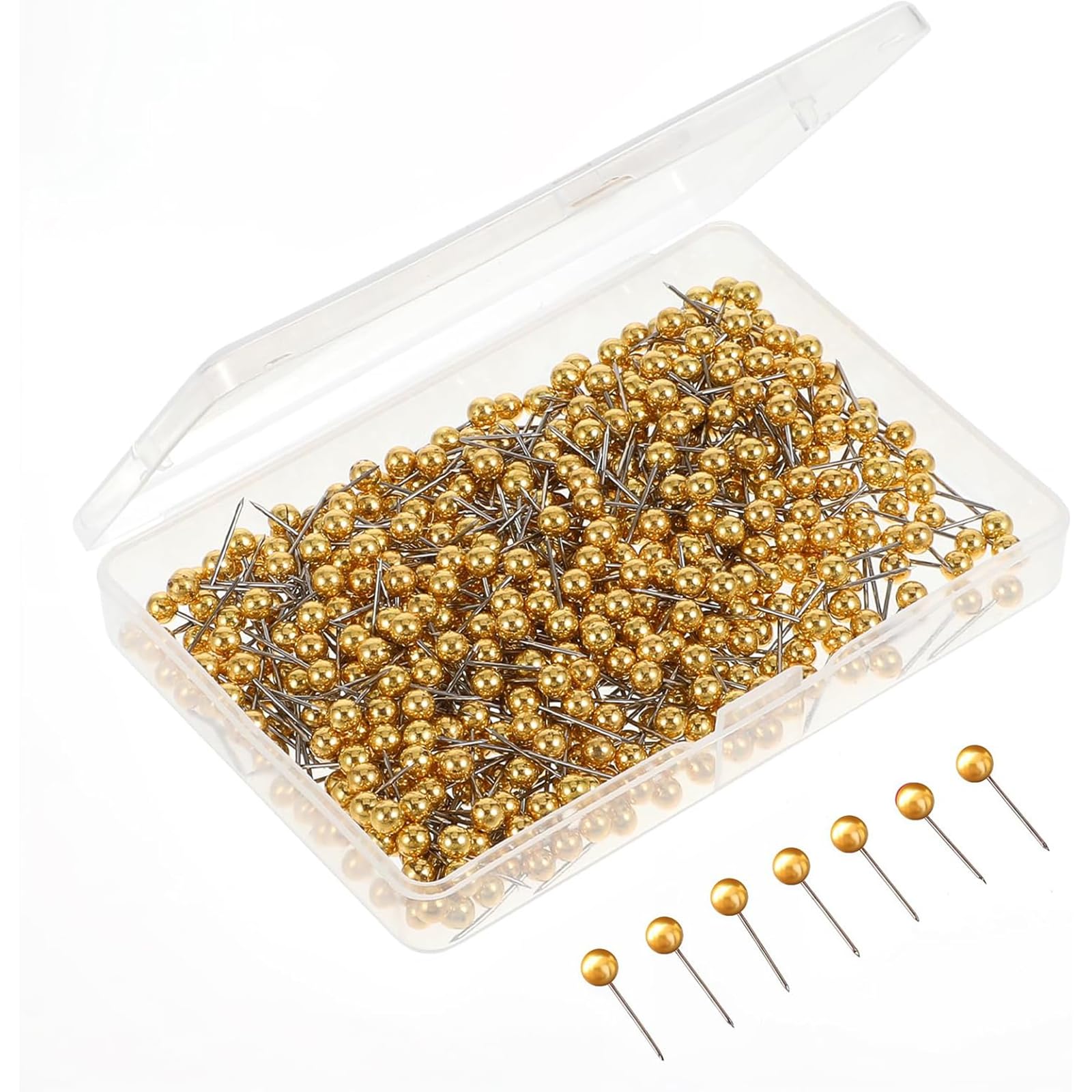 200 Pcs Gold Map Push Pins - Round Head Drawing for Travel Maps - Push Pins for Cork Boards - Cork Bulletin Boards - Photos - DIY Crafts - Home/Office Marking