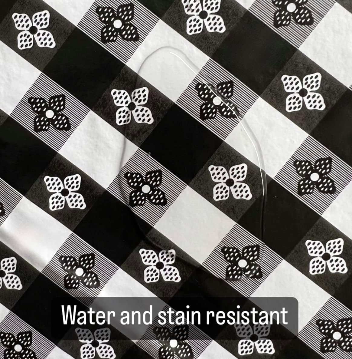 Blue Hill, Black, 52"x120", Classic Tavern Check, Flannel Backed, Vinyl Tablecloth Made in The U.S.A