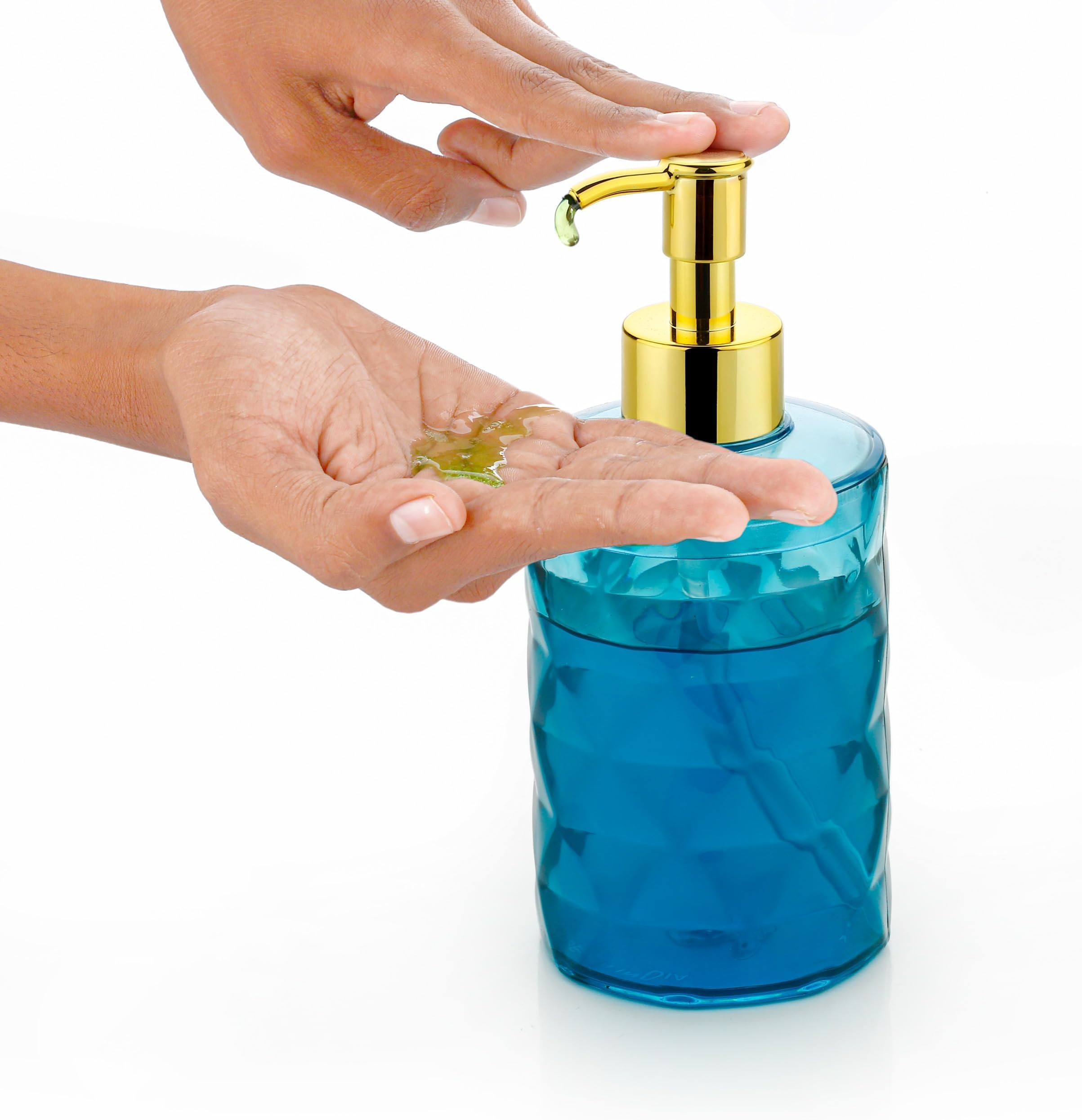 Refillable Liquid Soap Dispenser 250ml | Unbreakable Plastic Pump Bottle for Handwash, Lotion, Shampoo, Sanitizer | Bathroom Kitchen Sink Wash Basin (Blue)