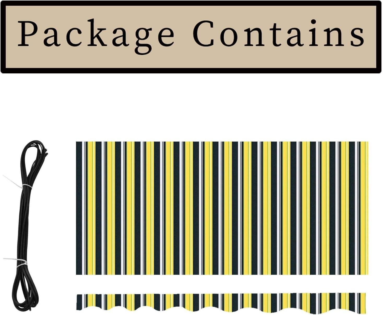 Toile de rechange rétractable pour auvent de porte de terrasse, abri de soleil, tissu de rechange en polyester imperméable pour magasins, jardin (taille : 4,6 x 3,4 m, couleur : rayures jaunes)