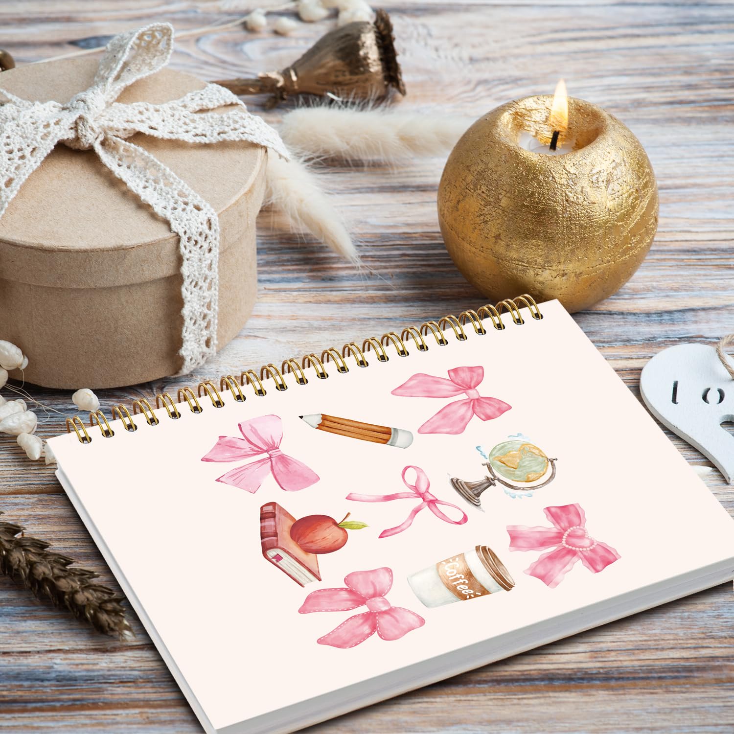 Coquette - Taccuino per insegnanti, con fiocco rosa, per università, forniture per ufficio per insegnanti, forniture per il rientro a scuola, regali per studenti e insegnanti, quaderni a