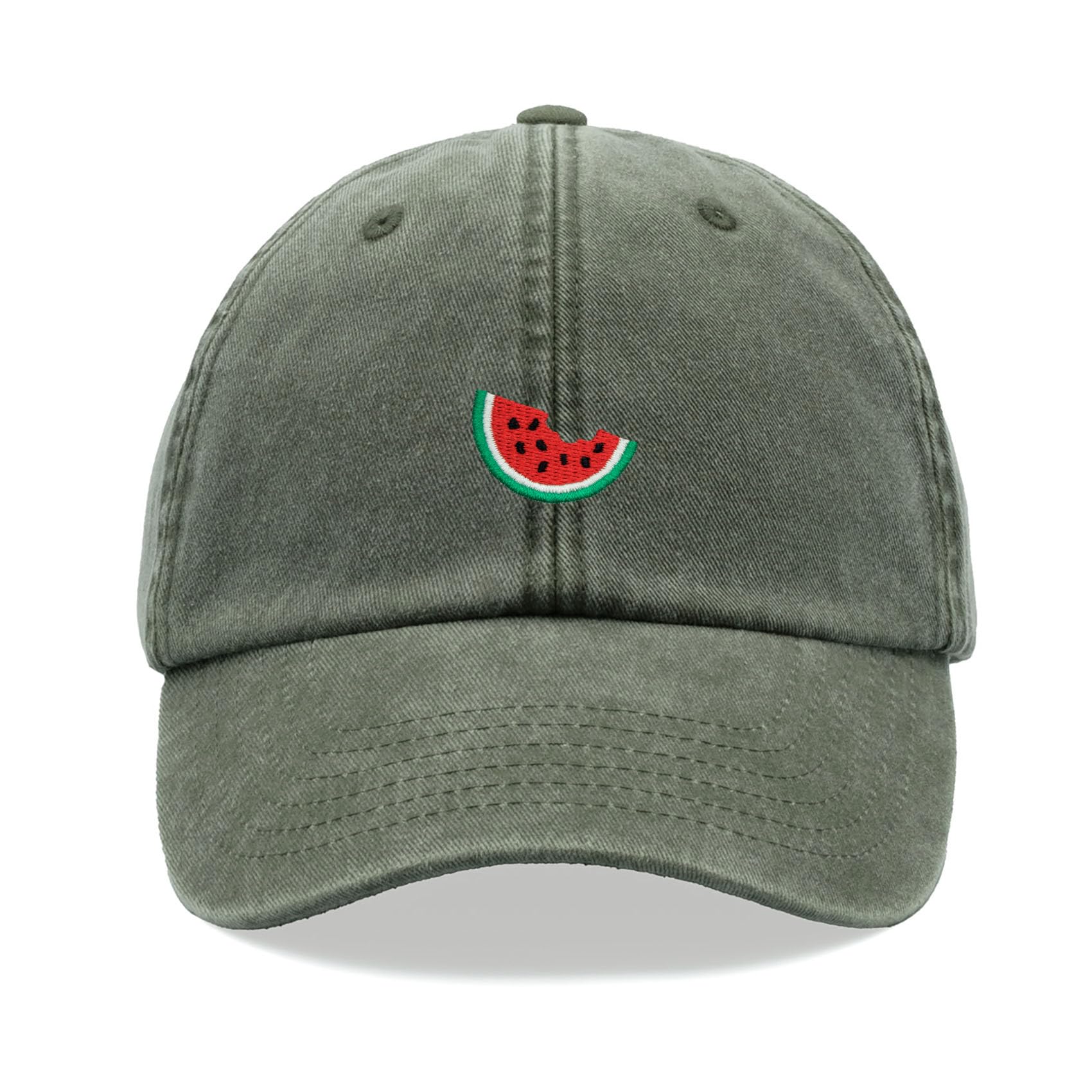 Cap Base Unisex Olive Watermelon Slice Baseball Cap Vintage Washed Dad Hat Low Profile Adjustable