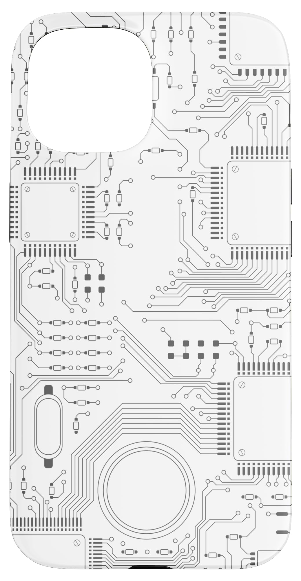 Motherboard Microchip Circuit White IT Computer Background Case for iPhone 15