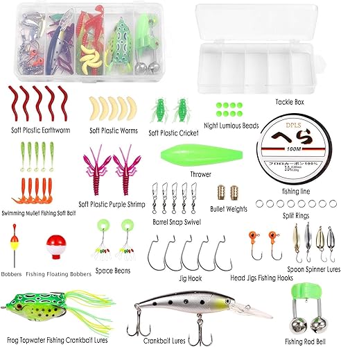 Miniatura 2 de Caña de pescar para niños, kit combinado de caña de pescar telescópica y carrete, equipo de pesca, señuelos de pesca, bolsa de transporte, 70 juegos