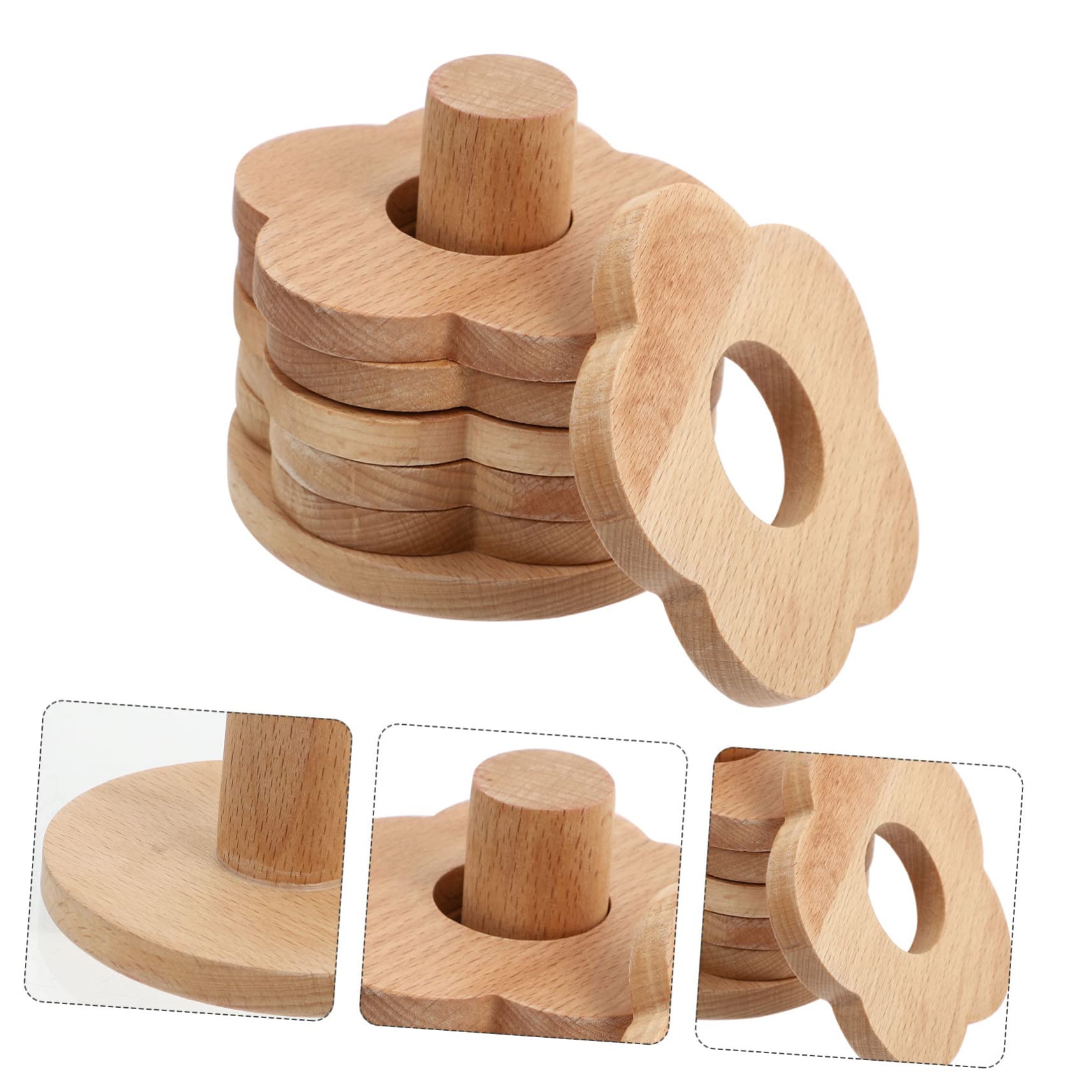Posavasos de Madera 7 Piezas, Diseño Floral, Khaki