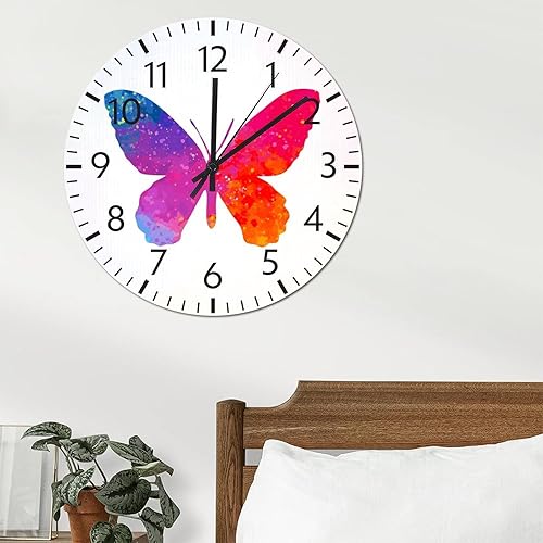 Miniatura 37 de ArogGeld Reloj de pared de PVC con mariposa multicolor, relojes con números para amantes de la mariposa, silencioso, sin tictac, funciona