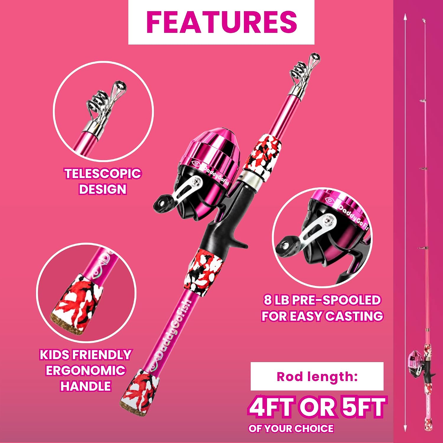 Kids Fishing Pole for Boys, Girls & Youth Age, Toddler Fishing Pole Set Kit image 3
