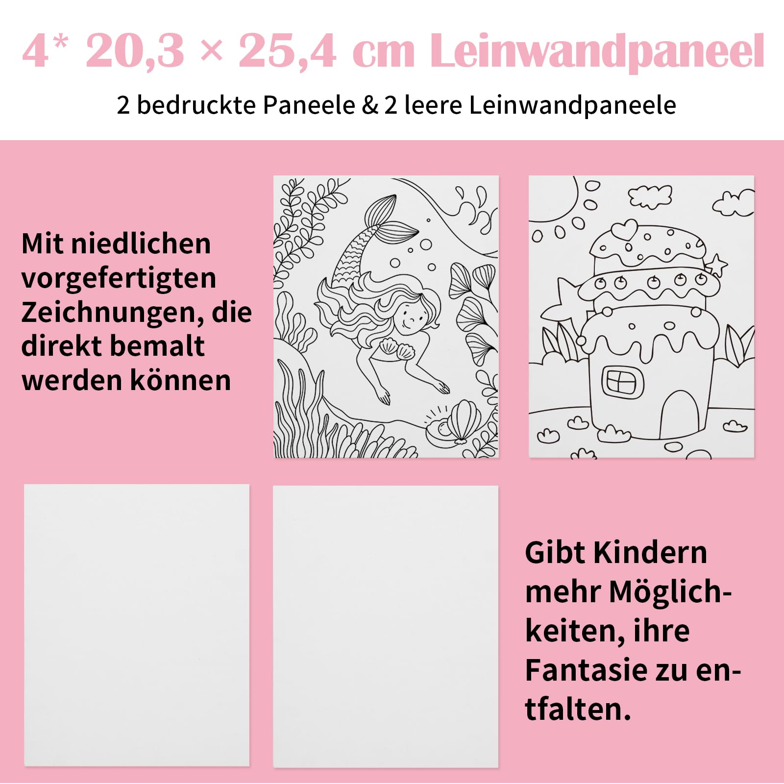 COOZEE Easel Set, 46-teiliges Malset mit Tischstaffelei, Acrylmalerei-Starterset mit 12 Acrylfarben, 12 Buntstiften, Pinseln, Leinwandplatten und Aquarellblock für Einsteiger & Hobbymaler, Rosa