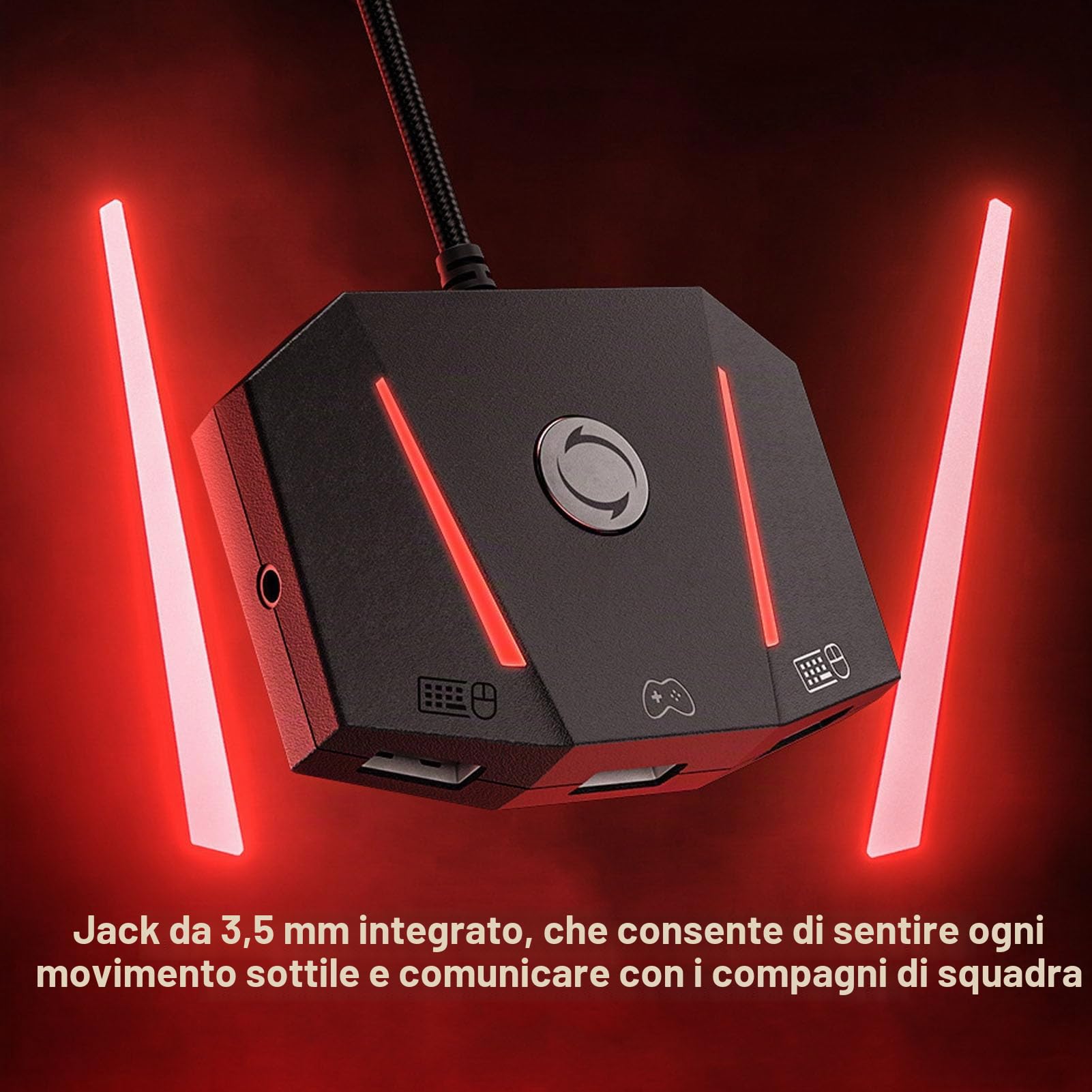 PUSOKEI VX2 Aimbox Game Console Mouse e Convertitore della Tastiera, Adattatore per Tastiera del Mouse APP Control con Luce RGB e Funzione Audio da 3,5Mm,Compatibile ,X Box Series X/S