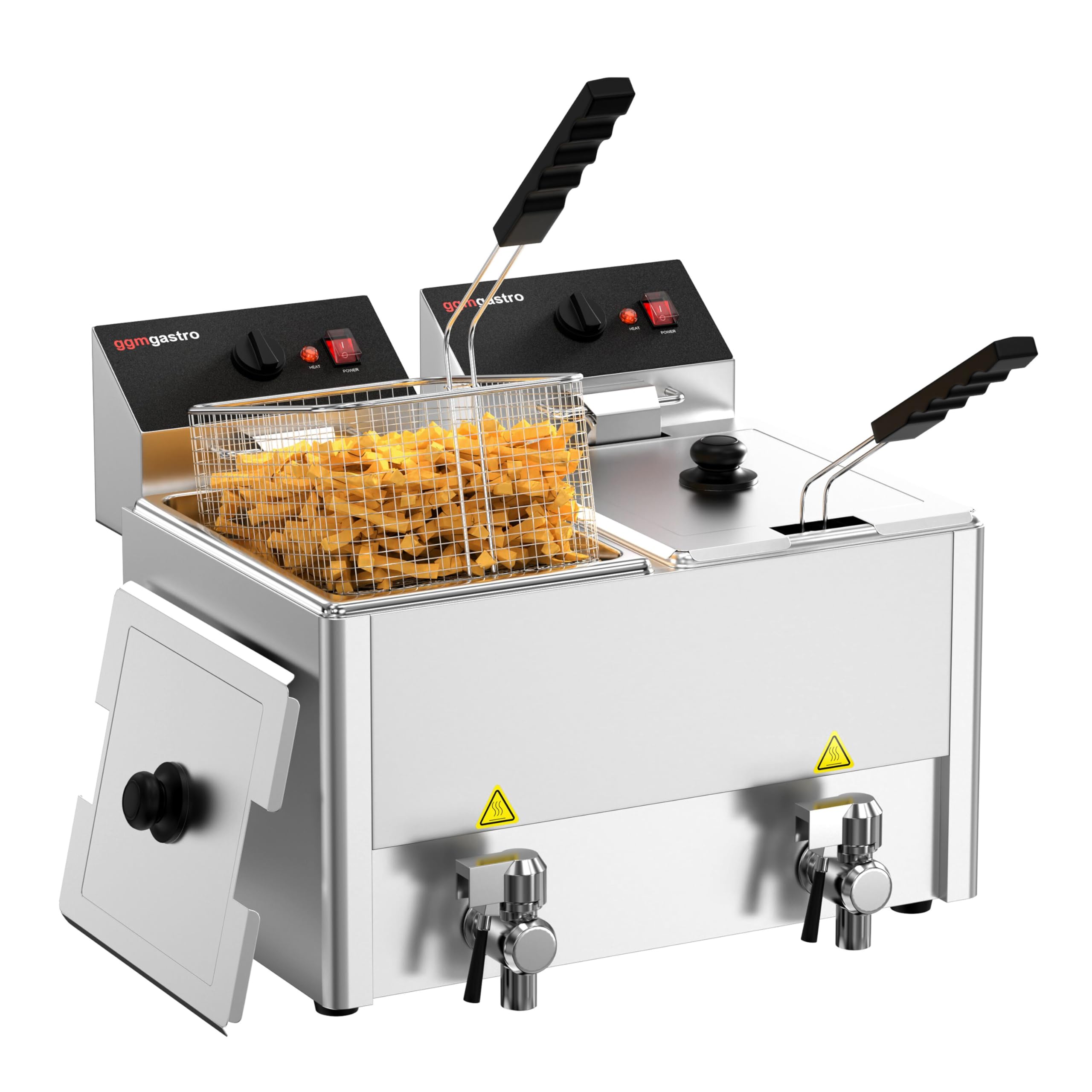GGM Gastro Elektro Doppelfritteuse 2x8L 6,5kW | Ideal für den Dauereinsatz, hochwertige Edelstahlkonstruktion, schnelle Reinigung, hohe Standfestigkeit, komfortabel