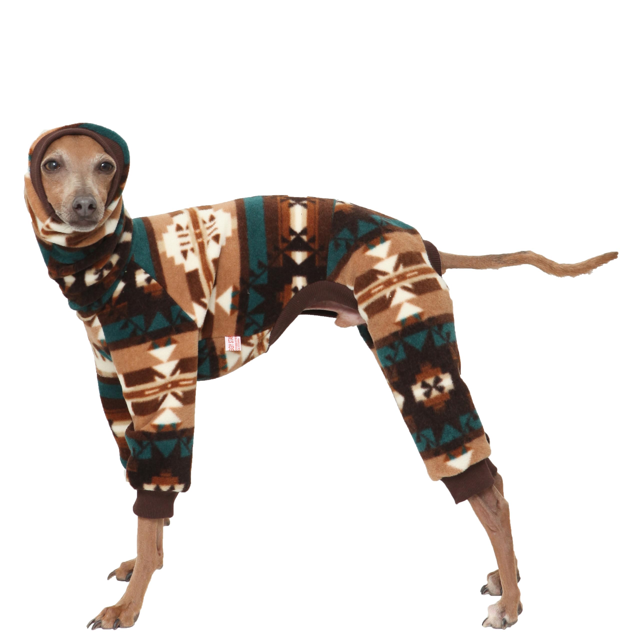 D Doggy Star Italian Greyhound Sweater Turtleneck Outfit Nordic Fleece Onesie Clothes Whippet for Dog Coat (L,Brown Nordic) — image 1