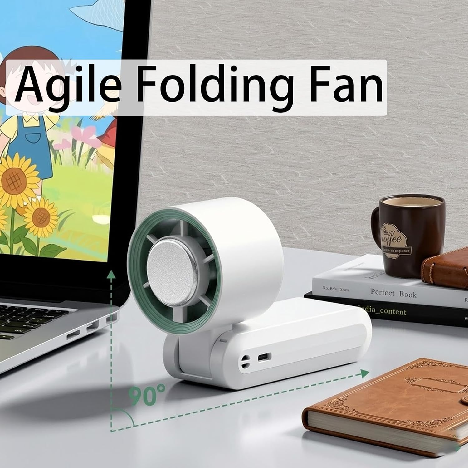 Portable Turbo Fan, Personal Handheld Cooling Fan with Ice Cooling Pad, 199 Speeds 3 in 1 Small Desk Neck Fan, For Travel and Office Use, With Lanyard Data Cable (Purple)