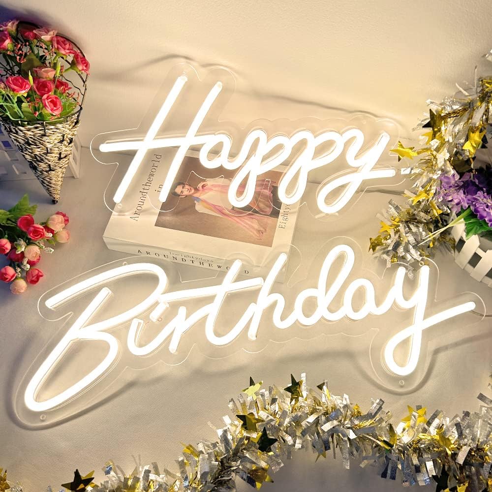 2 Letreros De Neón Separados De Feliz Cumpleaños Letreros Iluminados