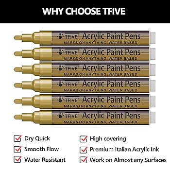 Amazon.co.jp: ゴールドアクリルペイントマーカーペン – 2 – 3
