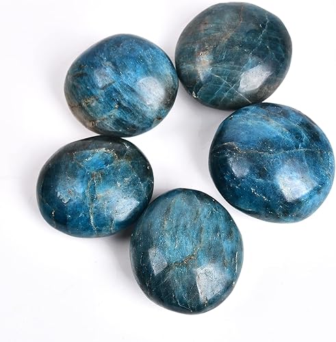 Miniatura 2 de AMOYSTONE 5 piezas de piedra de preocupación de apatita natural, cristal de palma, piedra curativa de cuarzo reiki para terapia de ansiedad, 1.6-2.2