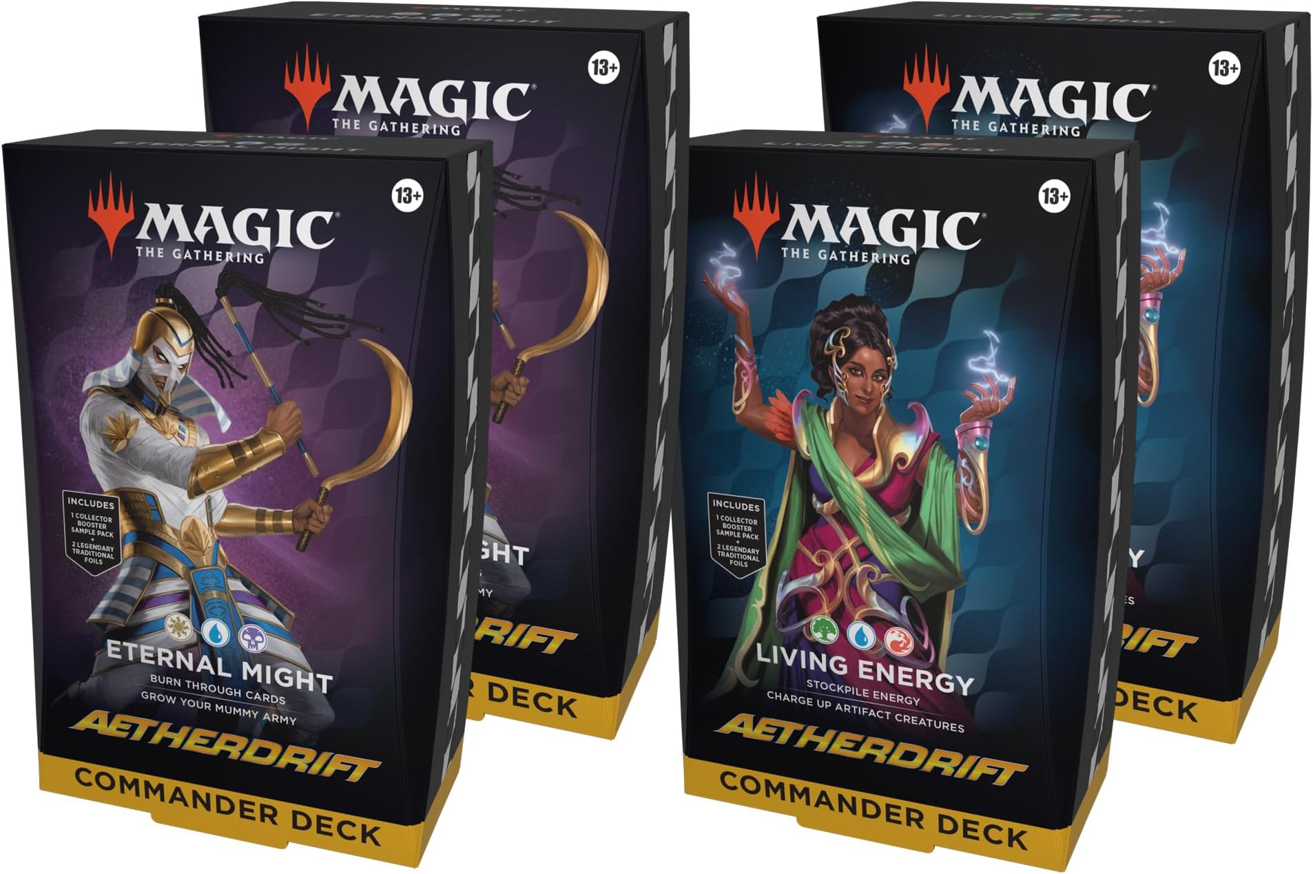 Magic The Gathering Aetherdrift Commander Deck Bundle - 2 of Each Deck (2 Living Energy + 2 Eternal Might)