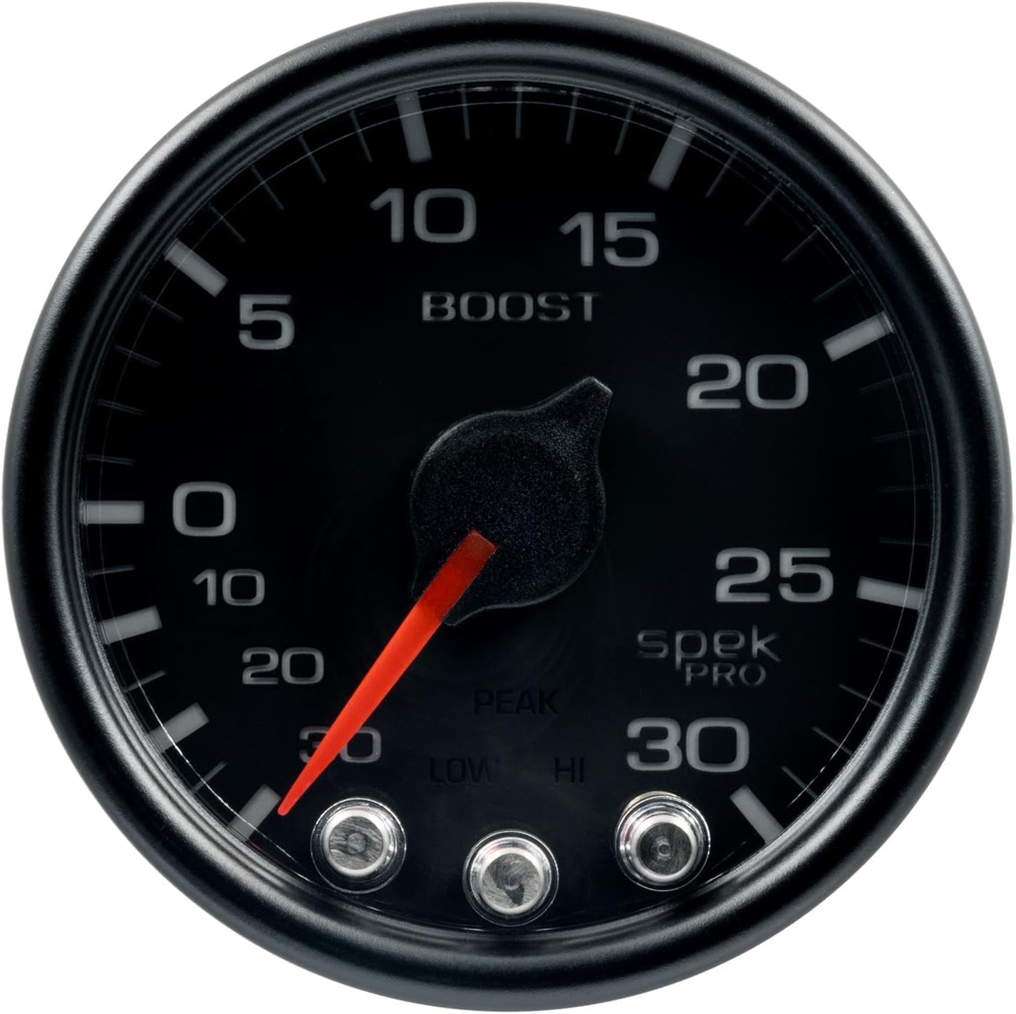 Autometer Spek-Pro Gauge Vac/Boost 2 1/16in 30Inhg-30psi Stepper Motor W/Peak & Warn Black/Black