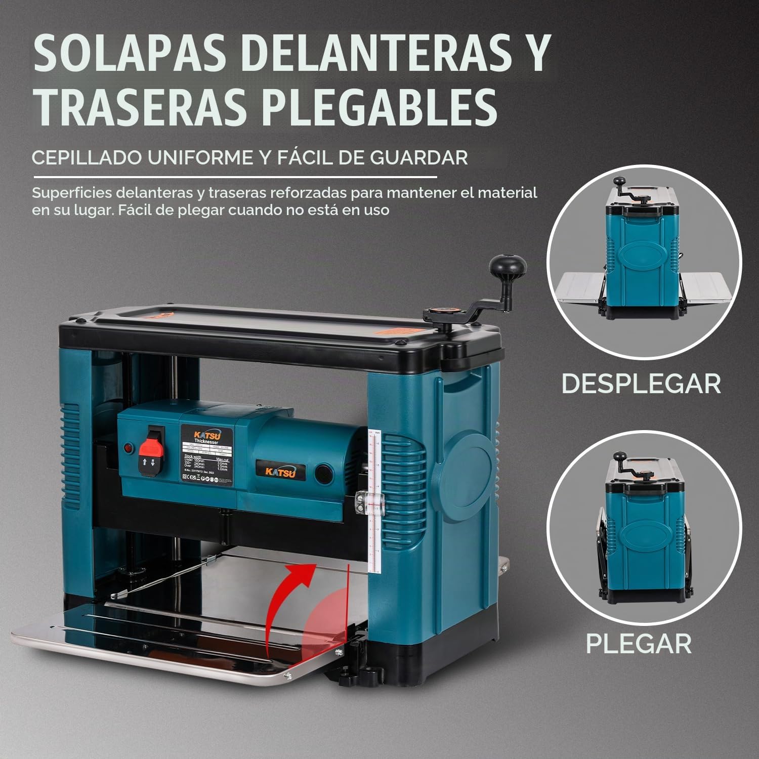 KATSU Tools Cepillo Eléctrica de Regrueso 330mm 1850W Regruesadora para Madera Carpintería Multifunción Máquina Cepilladora de Madera 100772
