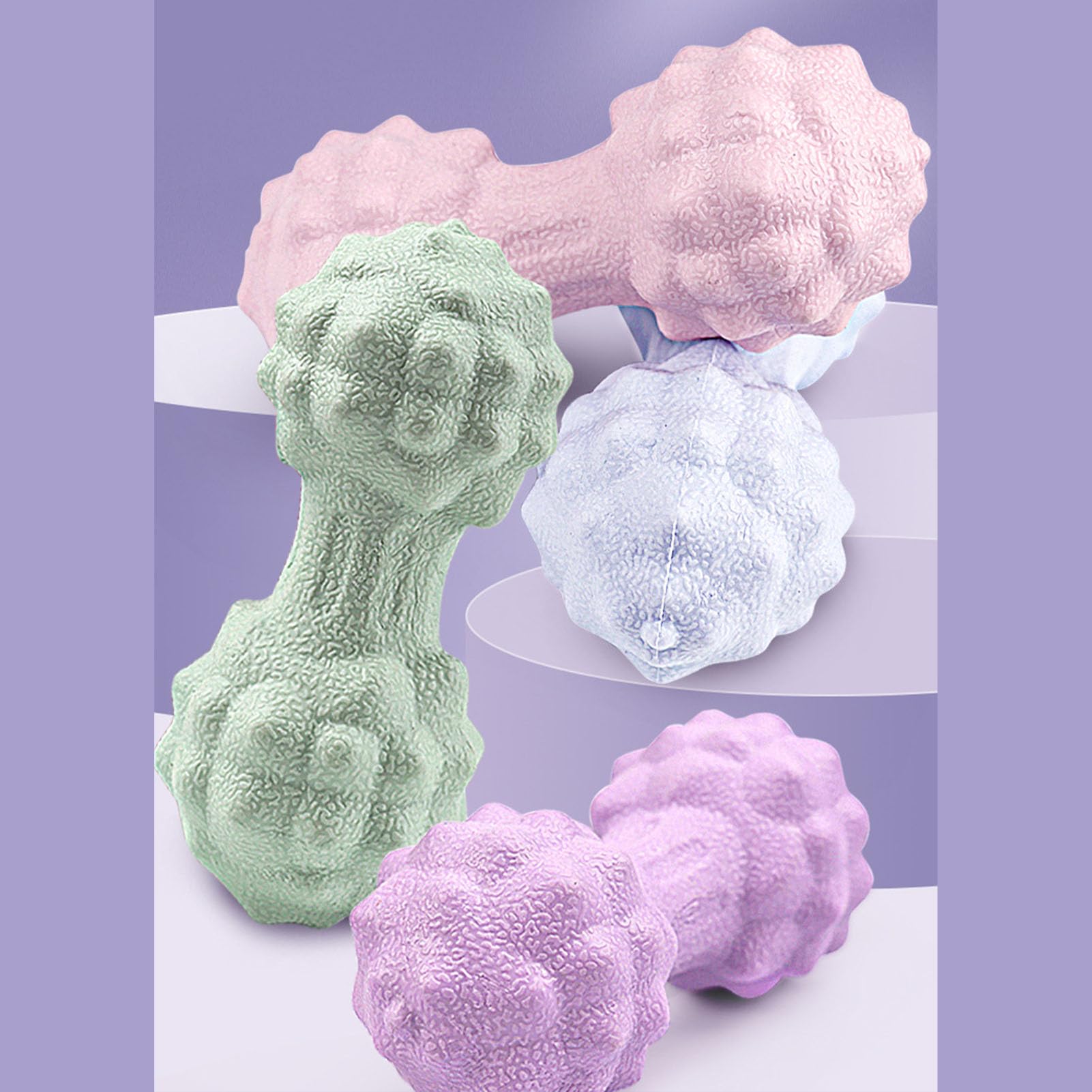 Hidyliu Balle de massage double lacrosse multi-directionnelle en forme d'arachide pour soulager le stress et améliorer la posture Matériau TPR souple 12,5 x 5 cm (violet)