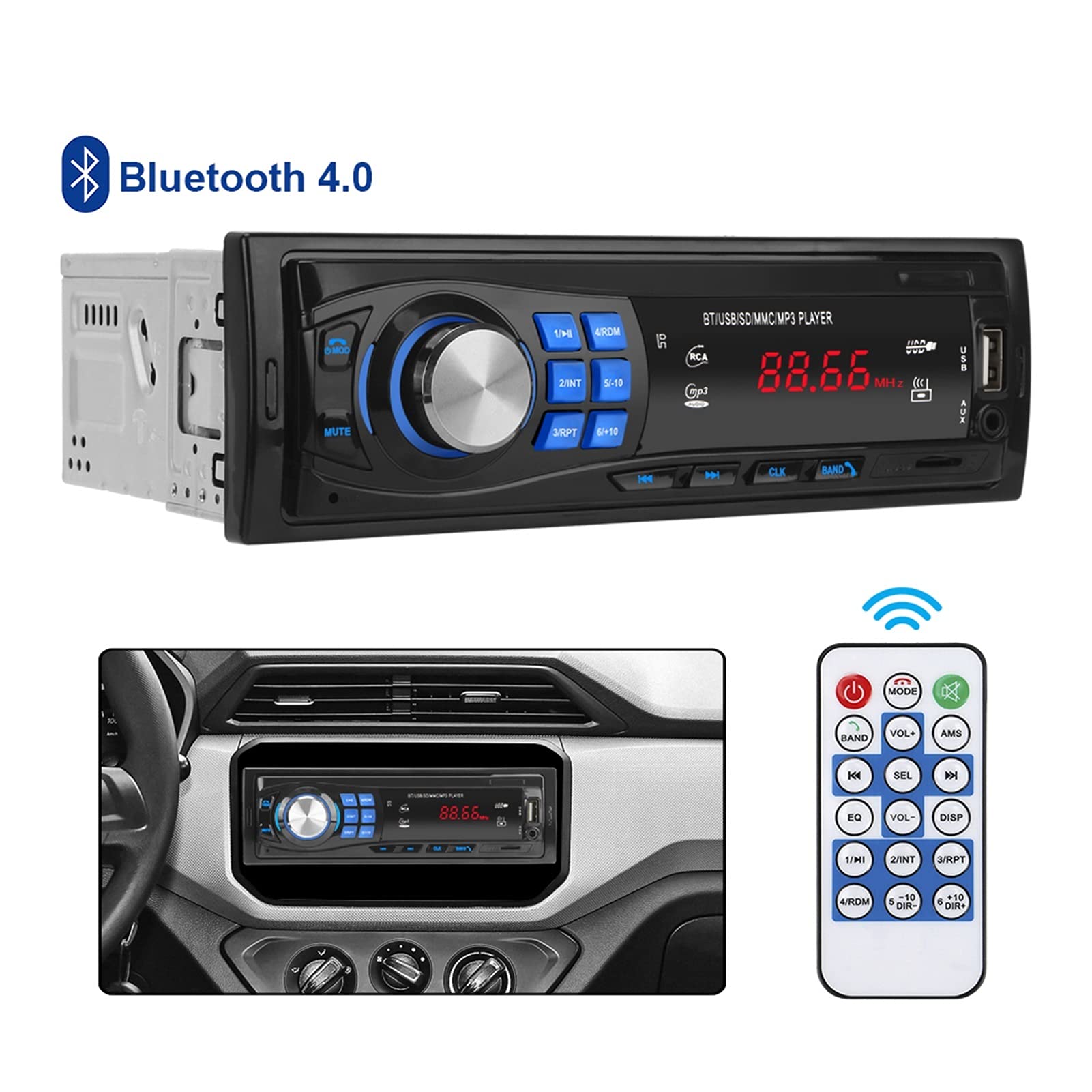 Adattatore Audio Bluetooth. 1. DIIN Autoradio Bluetooth FM. Stero Radio. USB SD AUX. Audio Player Auto Electronics in-Dash Autoradio 12pin Auto Radio Player (Color : Without Camera)