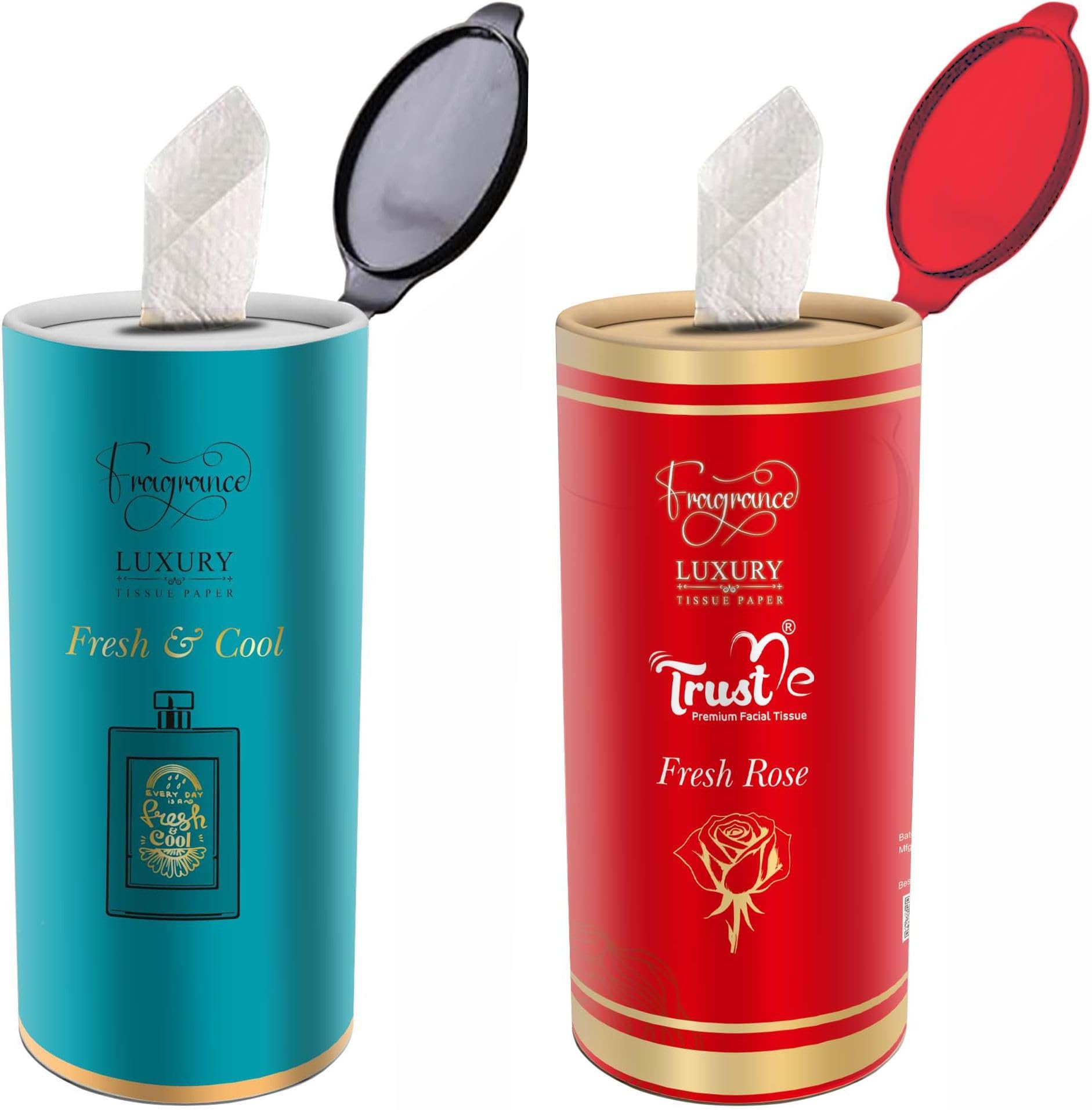 TRUST ME Perfume Facial Tissue in Paper Tube Box 14x20CM 50N Soft (Rose and Fresh Cool) Pack of 2
