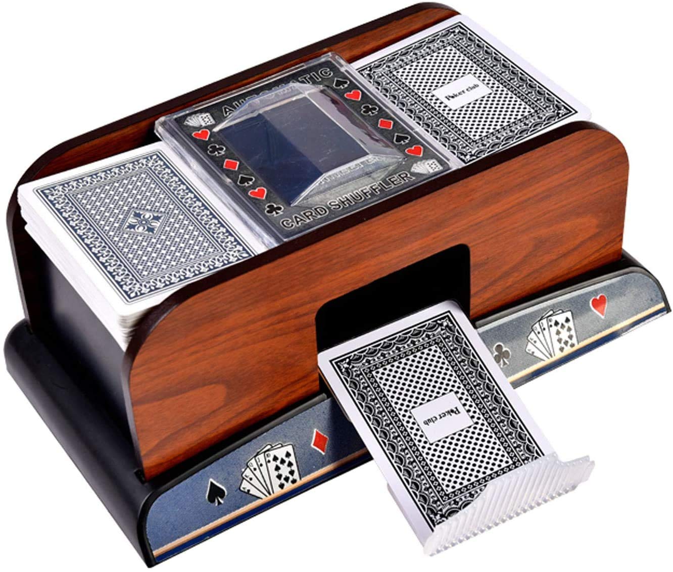 Cards Shuffler 1 Pieces Wooden Electric Automaoard Card Shuffler,Battery-Operated Electric Shuffler,Great For Home Tournament Use For Classic Poker（not Include Poker Cards,Batteries）Shuffler Machine