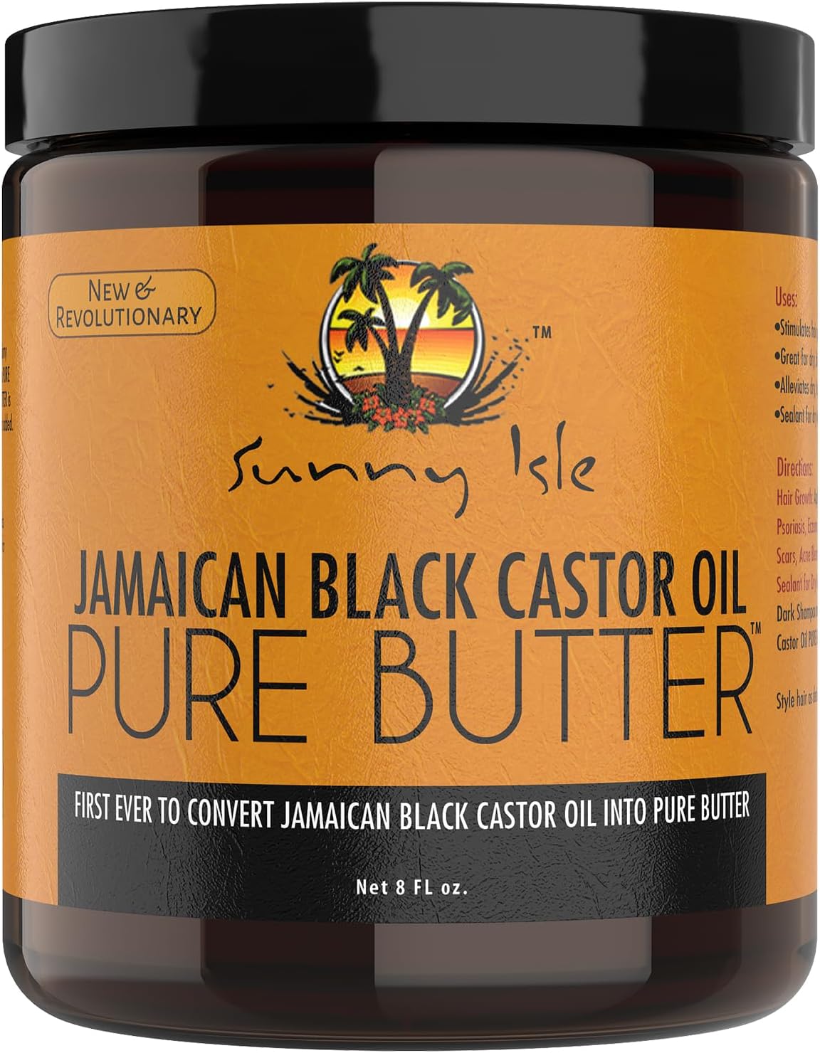 Jamaican Black Castor Oil Pure Butter - Stimulates Hair Growth, Moisturizes Hair & Skin - 8 oz