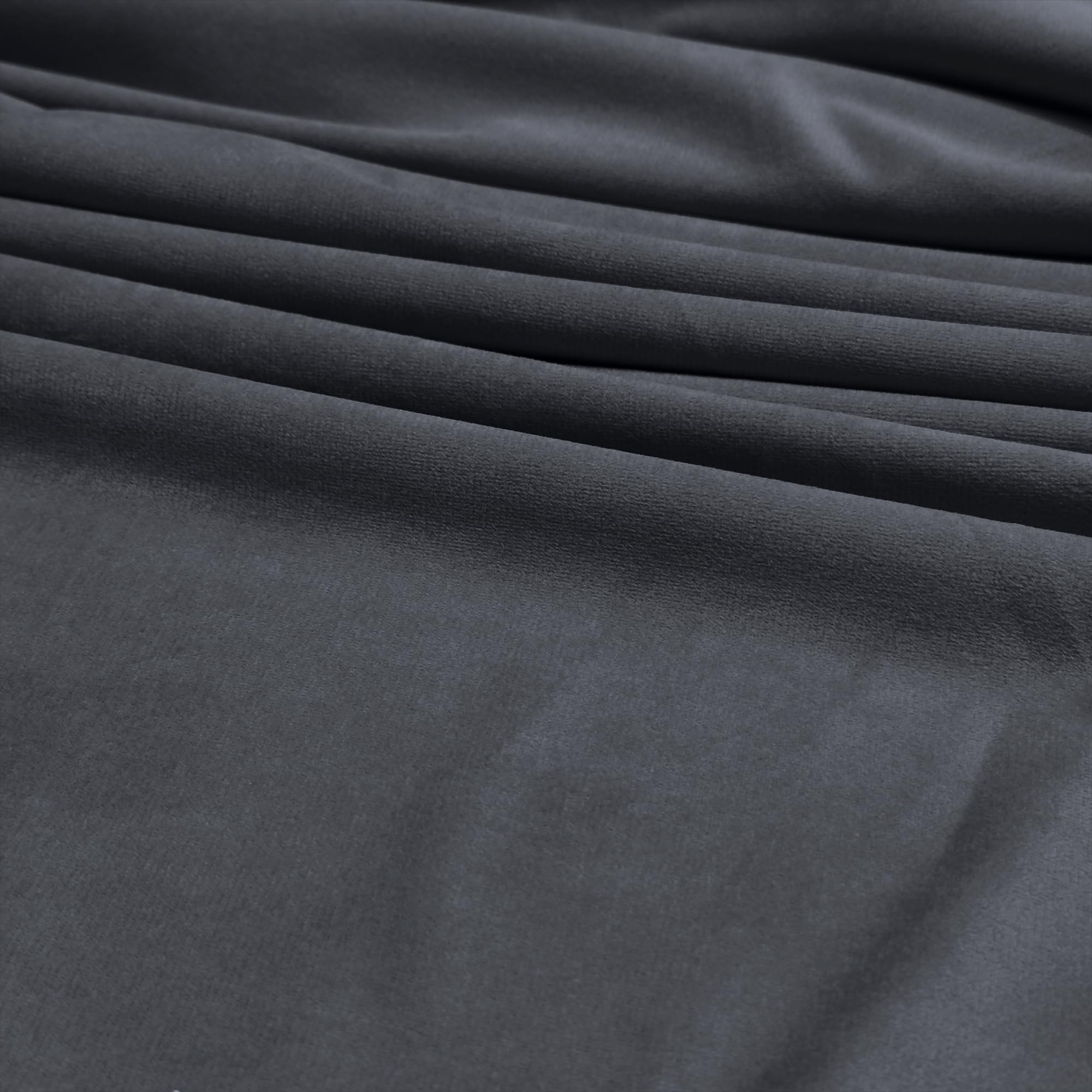 Luxury Velvet Upholstery Fabric – Soft Sheen 100% Polyester, 225 GSM Knitted Backed – Graphite – 2 Metre (200cm x 148cm)