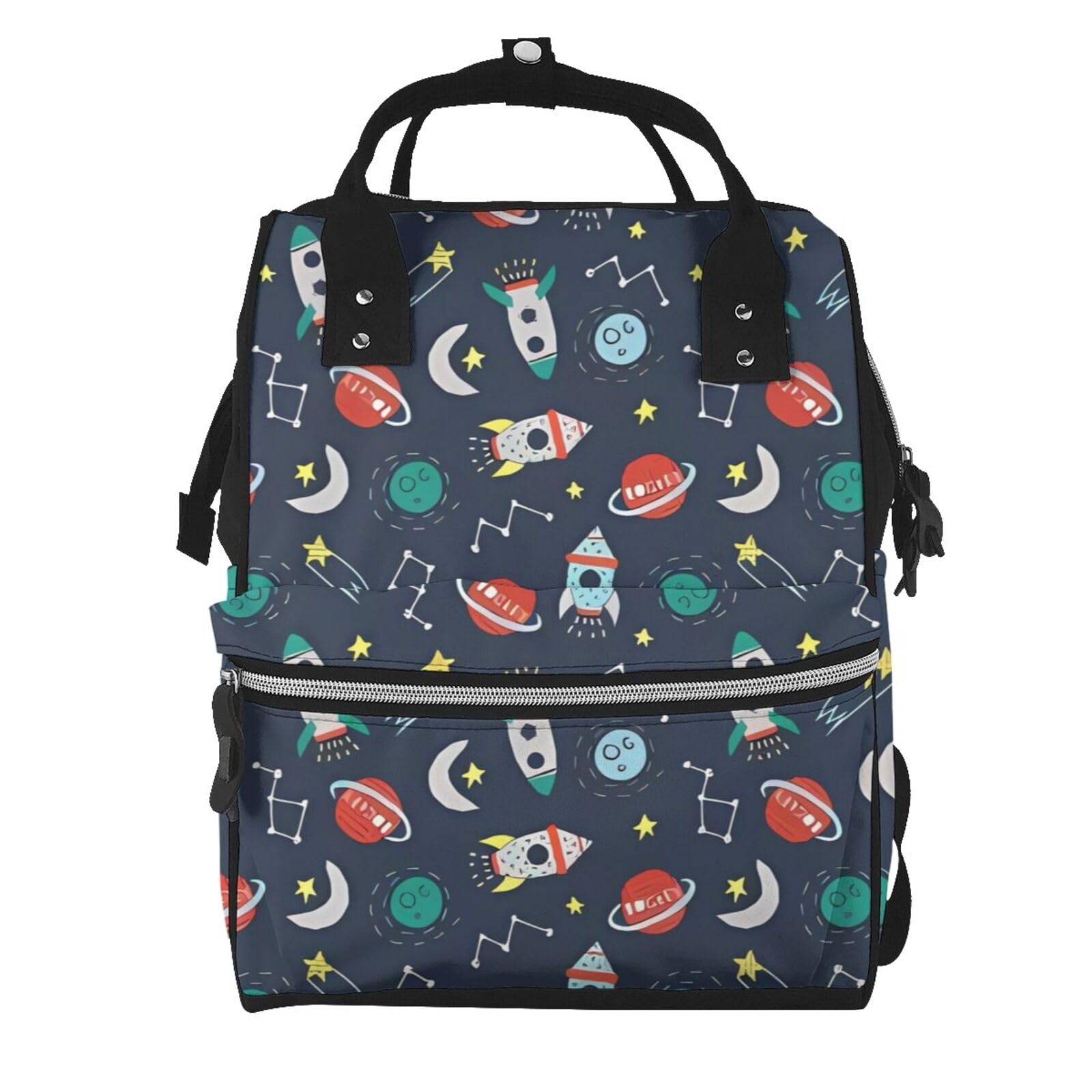 Rocket Clipart Space Ship Printed Changing Bag Backpack Baby Nappy Diaper Bag Unisex Travel Back Pack For Moms And Dads