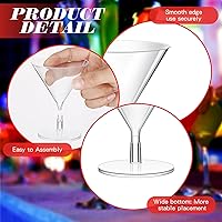 Vista 4 de Irenare Juego de 100 vasos de Martini de plástico transparente y púas de cóctel, vasos de Martini desechables, mini vasos de postre transparentes