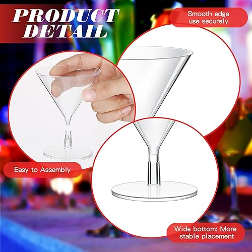 Miniatura 4 de Irenare Juego de 100 vasos de Martini de plástico transparente y púas de cóctel, vasos de Martini desechables, mini vasos de postre transparentes