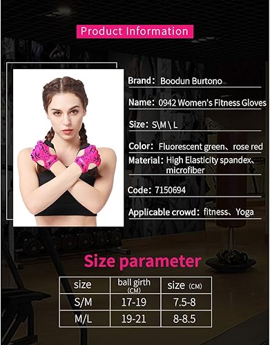 Miniatura 4 de Anser 7150694 Guantes cortos sin dedos para mujer, medio dedo, para interior, yoga, gimnasio, fisicoculturismo, entrenamiento, ciclismo al aire