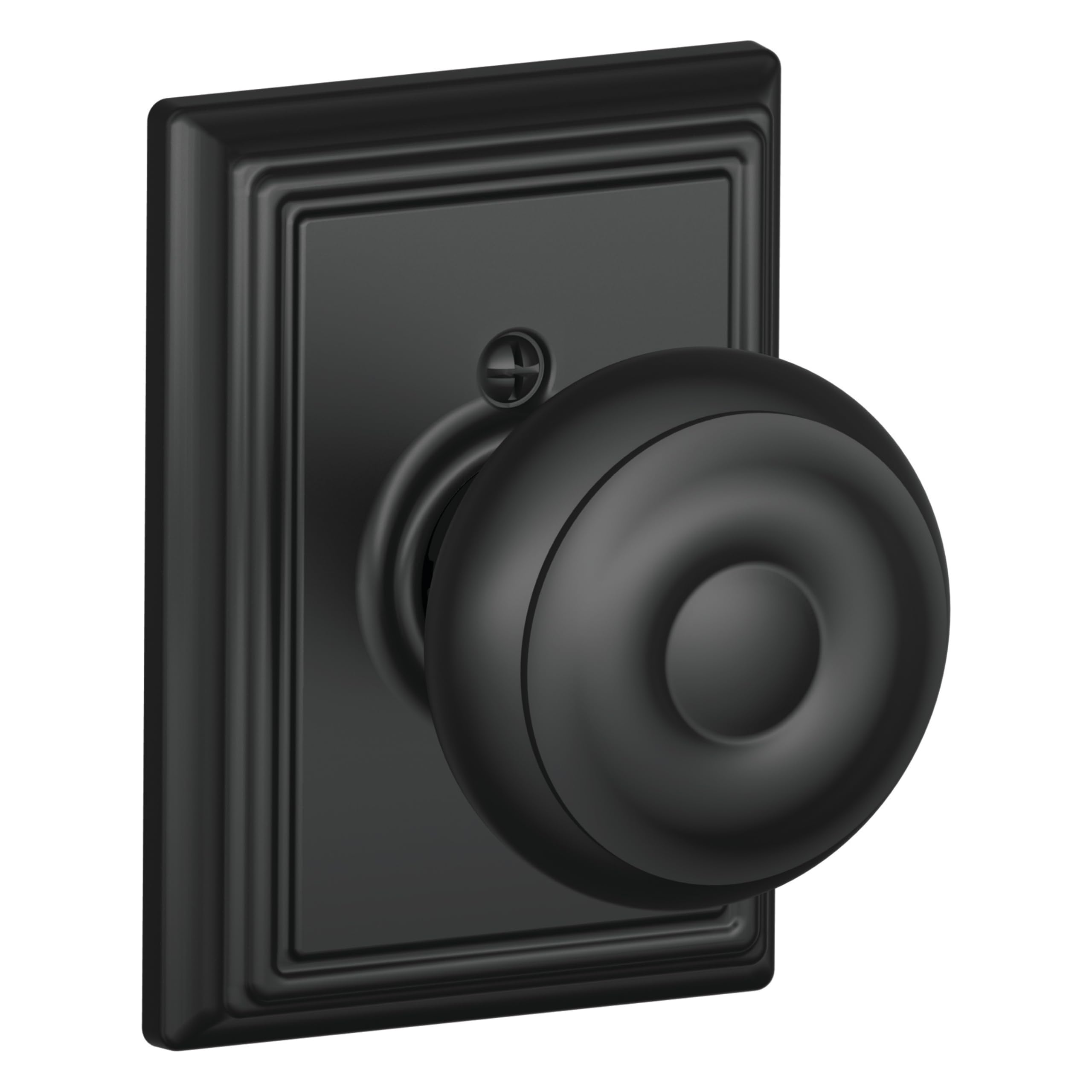 Schlage F170 GEO 622 ADD Georgian Door Knob with Addison Trim, One Sided Non-Turning Dummy Door Handle, Matte Black