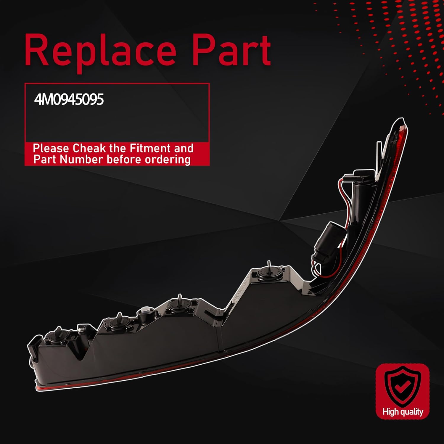 Right Passgenger Side Taillight Rear Bumper Tail Light Reflector Assembly Compatible with 2016-2022 Audi Q7 Replaces 4M0945095 - Image 3